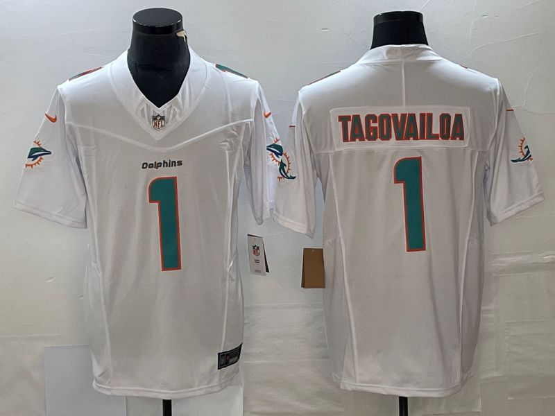 Men Miami Dolphins #1 Tagovailoa White 2023 Nike Vapor Limited NFL Jersey style 1->miami dolphins->NFL Jersey